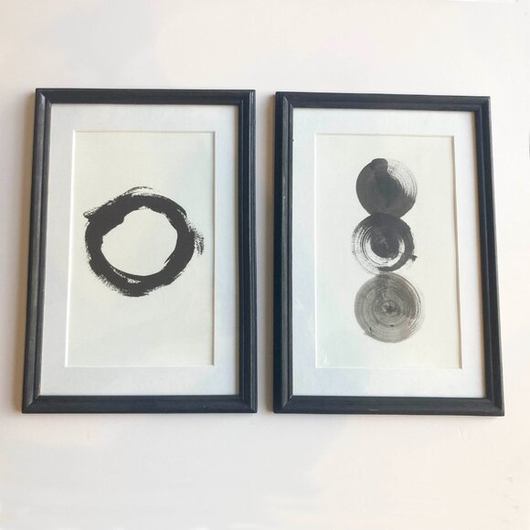 Set of 2: Framed Watercolor Artwork, Black/White - Picture 2 of 11